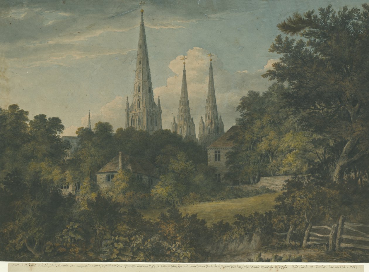 Lichfield katedrális – északkeleti nézet: vízfestmény, 1797 alkotó: Henry Salt