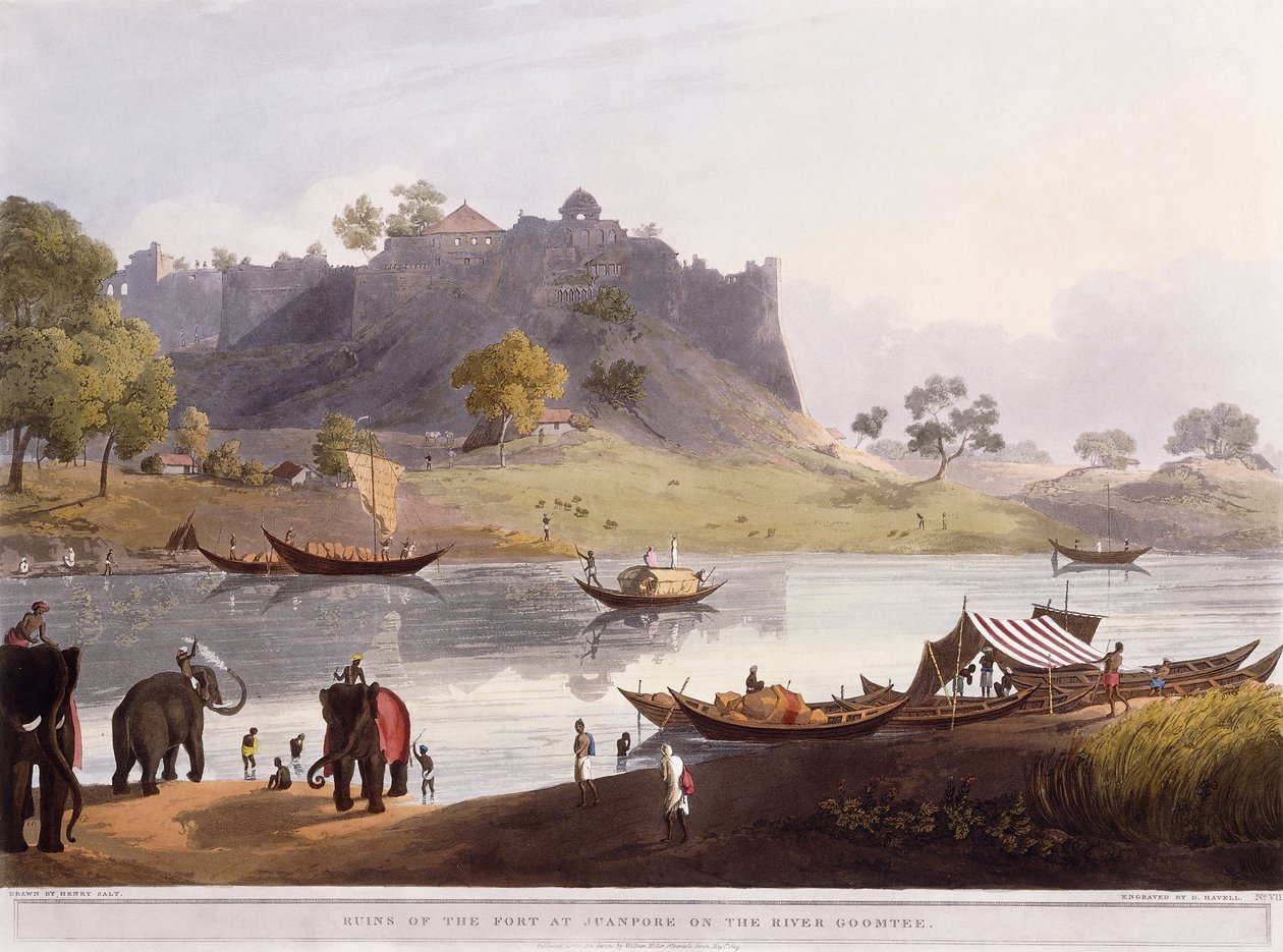 Juanpore kikötőjének romjai a Goomtee folyón, 1824 alkotó: Henry Salt
