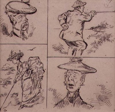 Golfozók, illusztráció a "Graphic" magazinból, 1870 körül (litográfia) alkotó: Henry Sandercock