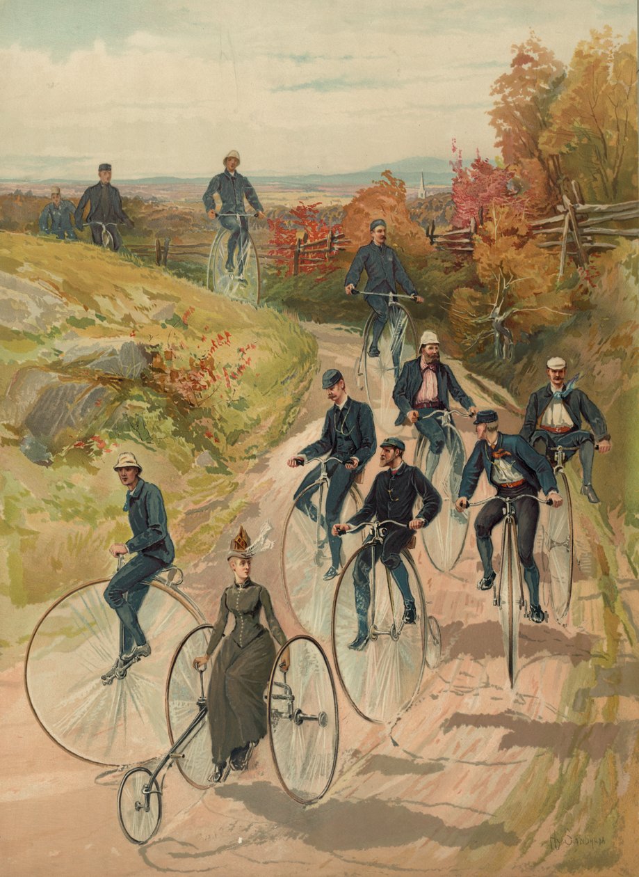 Kerékpározás, 1887 körül alkotó: Henry Sandham
