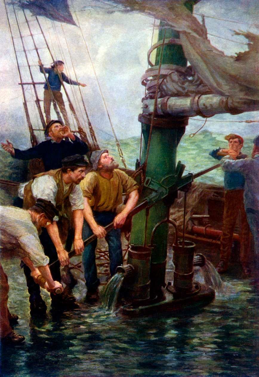 Minden kéz a pumpáknál! írta Henry S. Tuke alkotó: Henry Scott Tuke