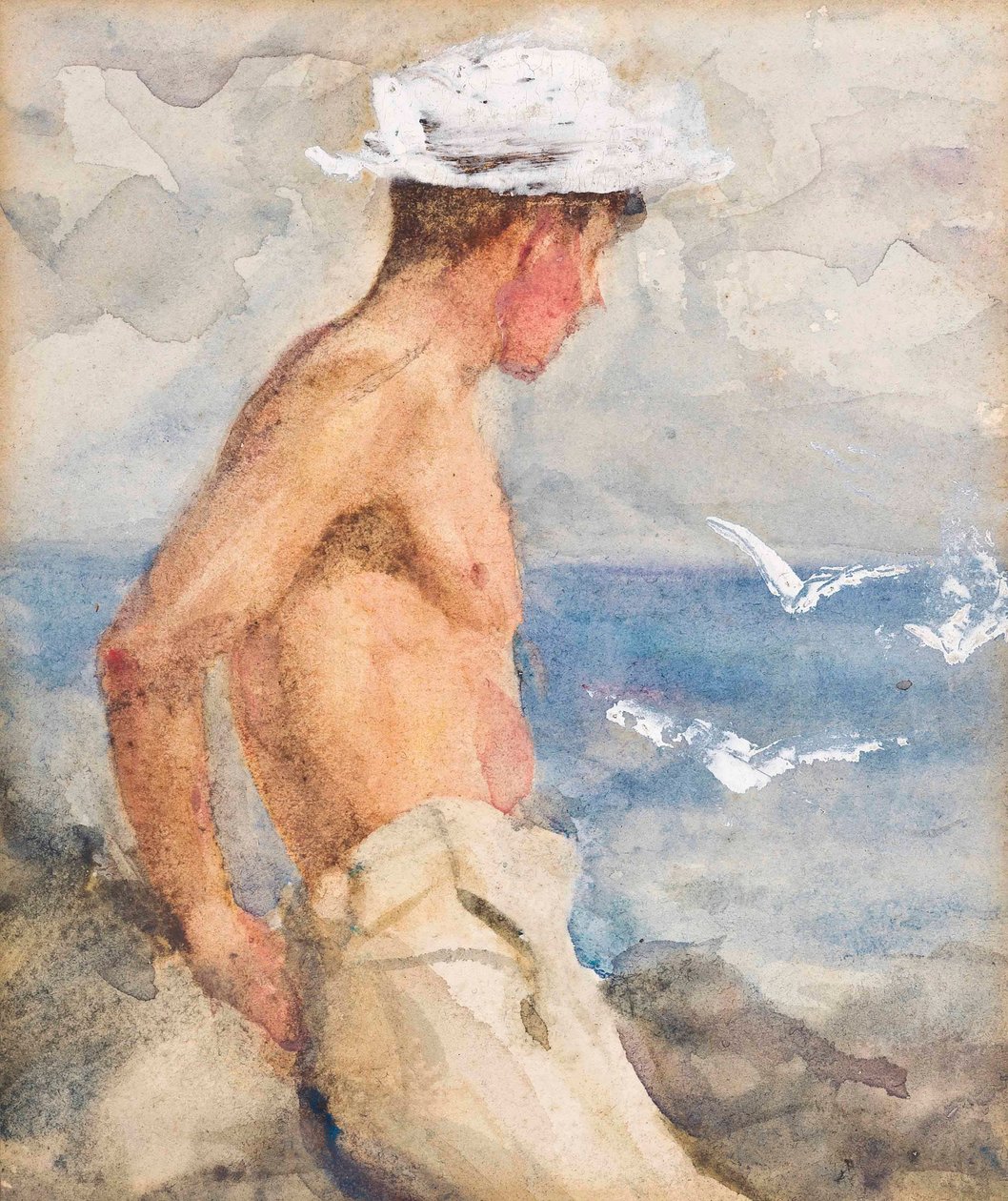 Tanulmány egy fiatal férfiról, aki a tengerre néz alkotó: Henry Scott Tuke