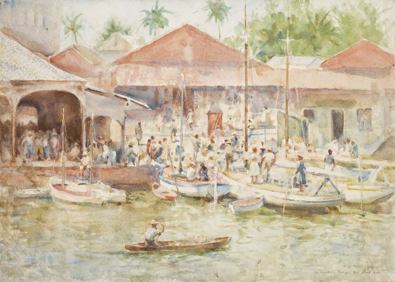 A piac, Belize, Brit Honduras, 1924 alkotó: Henry Scott Tuke