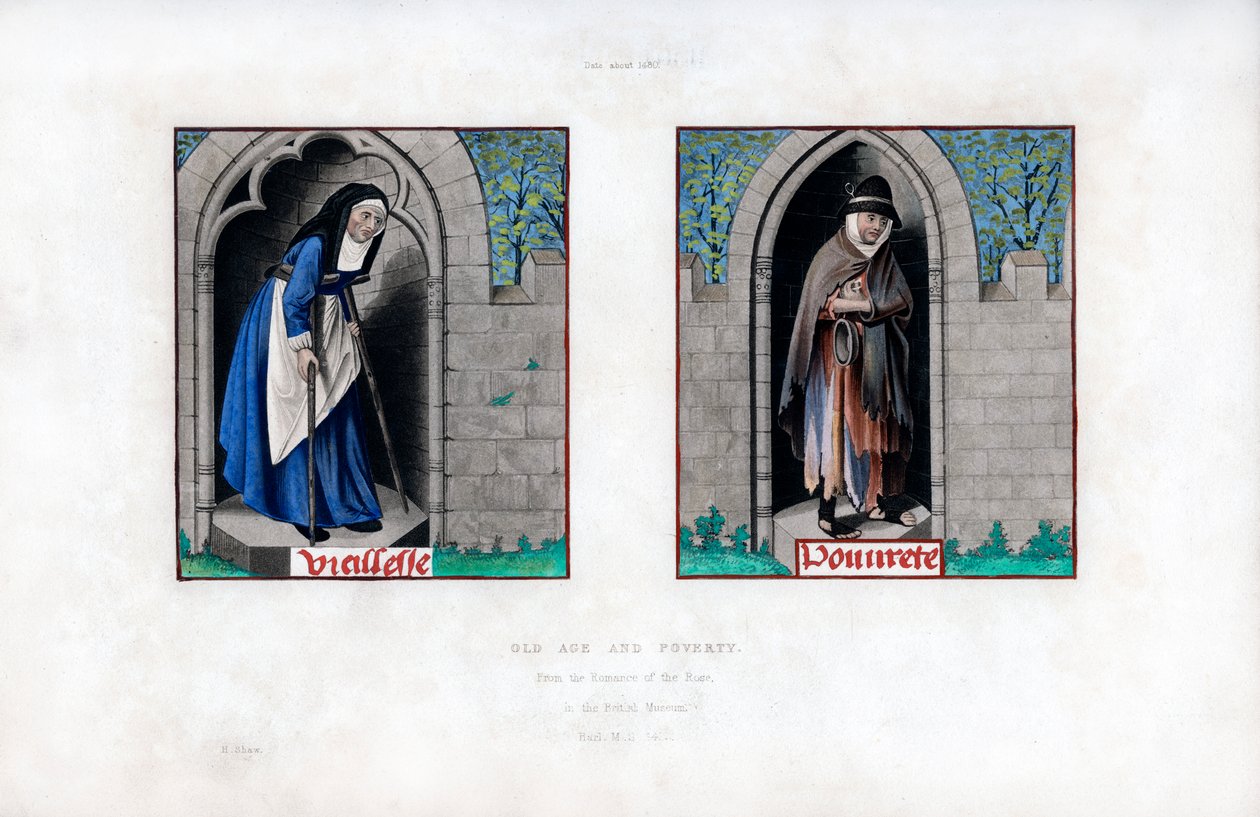 Öregség és szegénység, c1480, 1843. alkotó: Henry Shaw