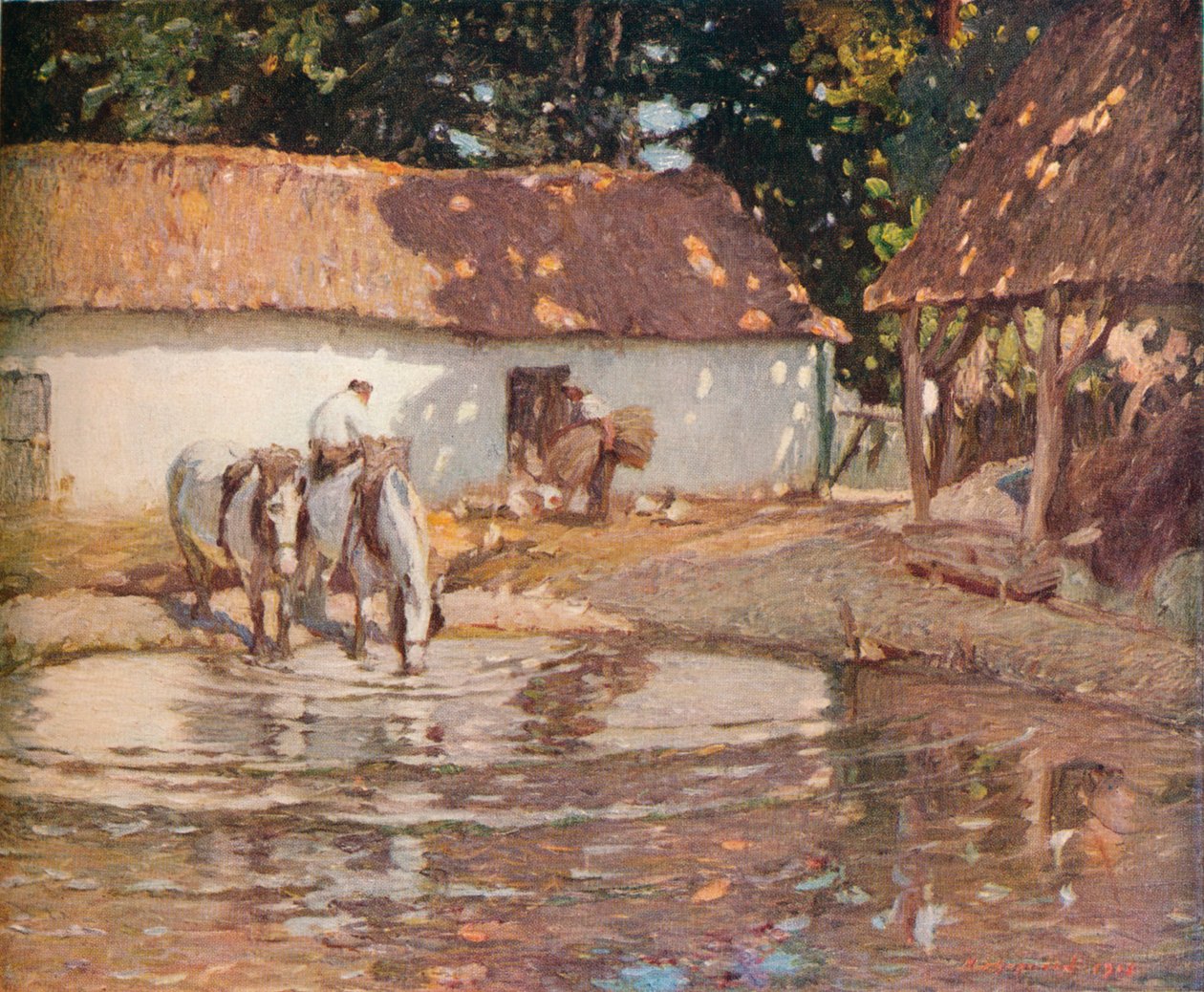 A Pikárdia Farmyard, 1900 alkotó: Henry Silkstone Hopwood