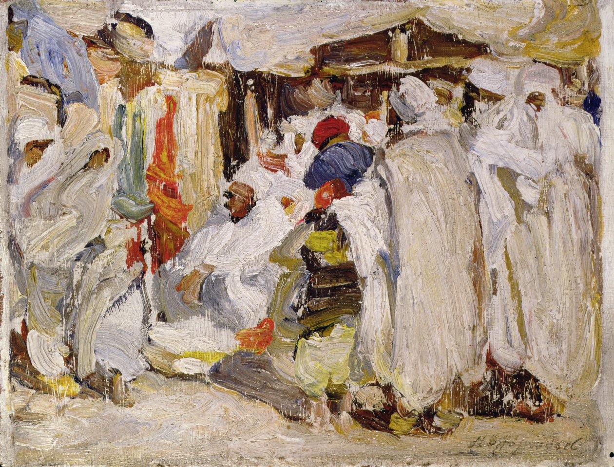 A Bazárban (olaj a panelen) alkotó: Henry Silkstone Hopwood