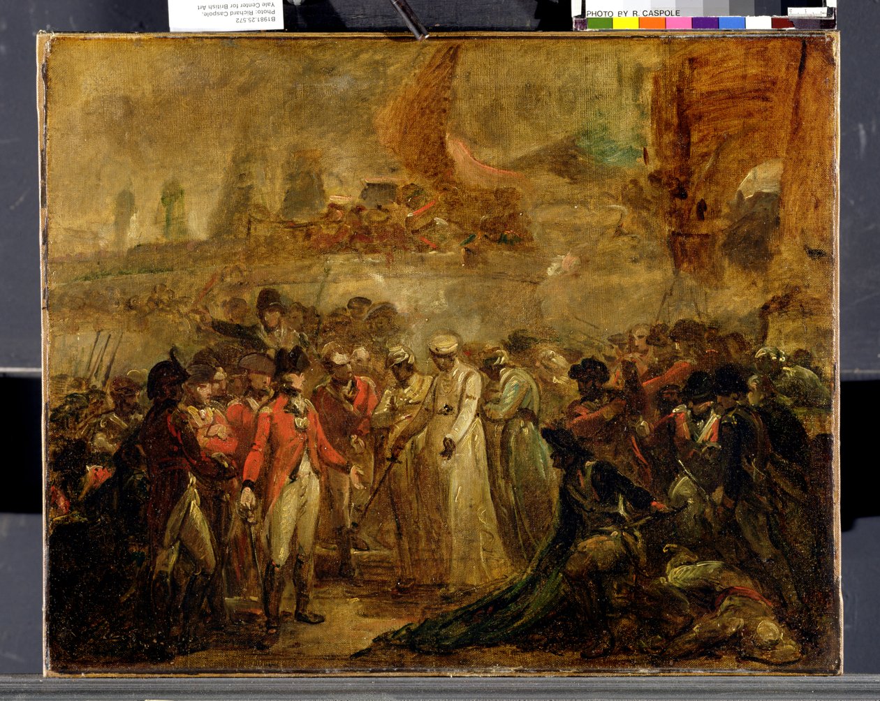 Tipu Sahib (1749-99), Mysore szultána két fiának átadása Sir David Bairdnek, 1800 körül (olaj, vászon) alkotó: Henry Singleton