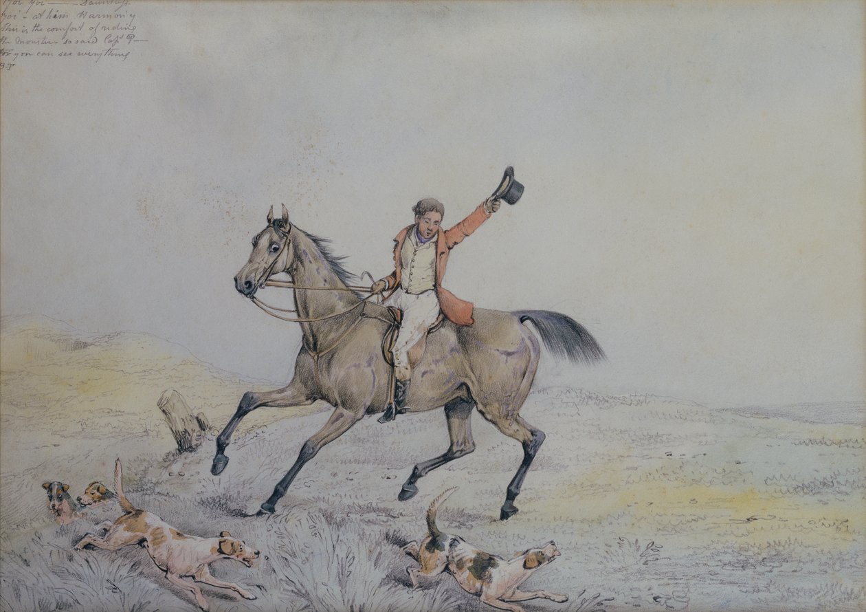 A Huntsman ösztönzi a kutyákat (ceruza és akvarell) alkotó: Henry Sr Alken