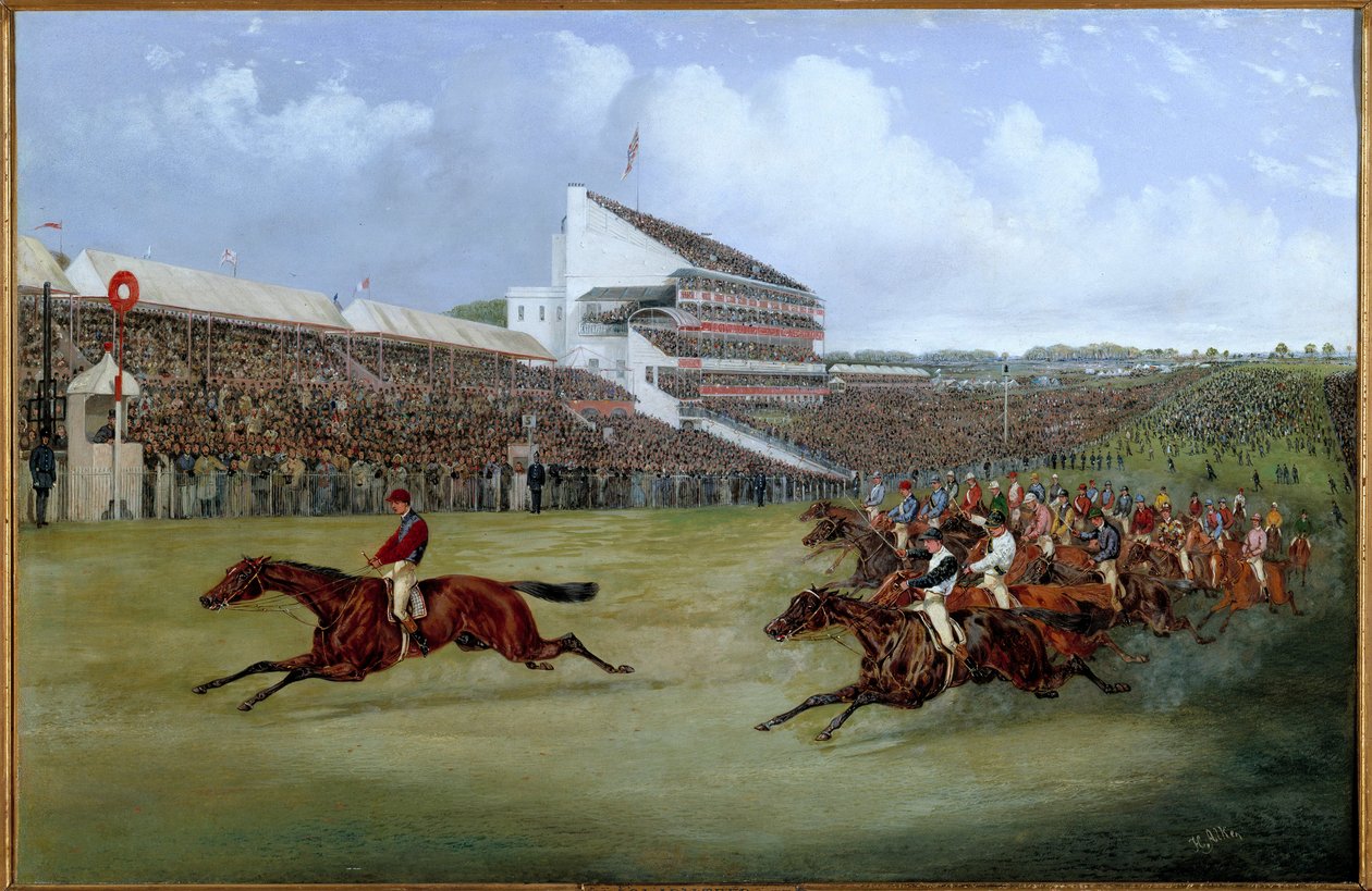 Lóverseny: „” Gladiátor 1865-ben érkezett”” Henri Alken (1774-1850) festménye 1865 Párizs. Társadalom ösztönzése alkotó: Henry Sr Alken