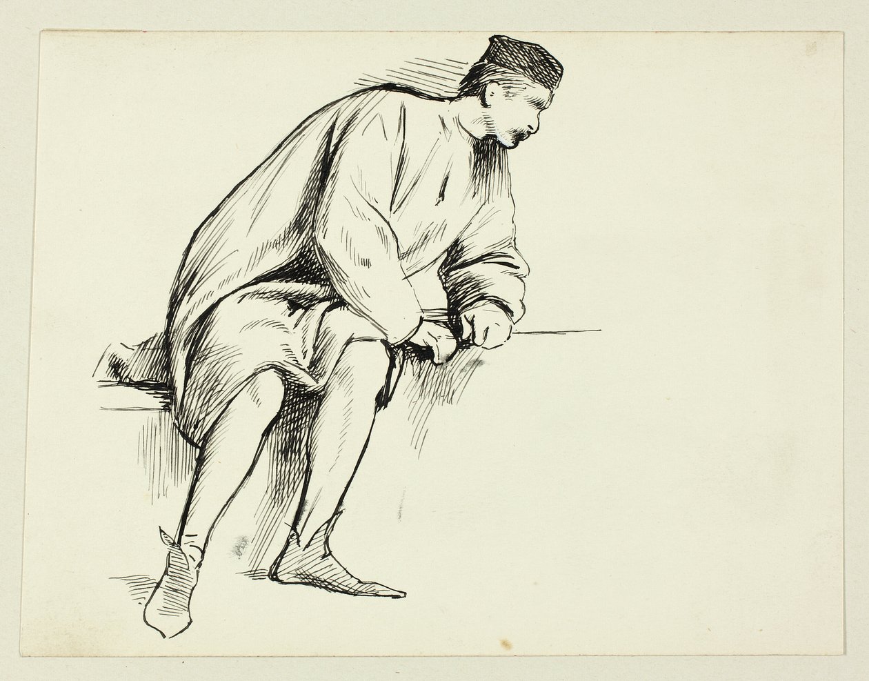 Ülő férfi karjára támaszkodva alkotó: Henry Stacy Marks