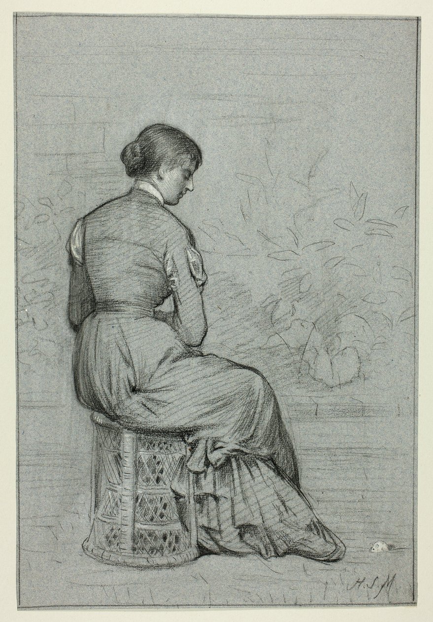 Nő ül egy tabouret-n alkotó: Henry Stacy Marks