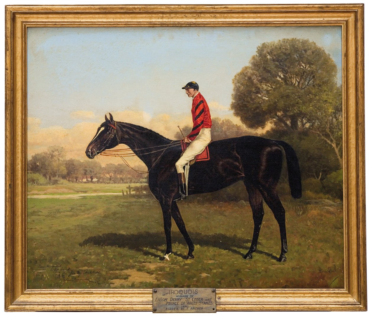 Irokéz Fred Archerrel, az Epsom Derby győztesével, St. Legerrel és Prince of Wales Stakes-szel 1881-ben, 1895-ben alkotó: Henry Stull