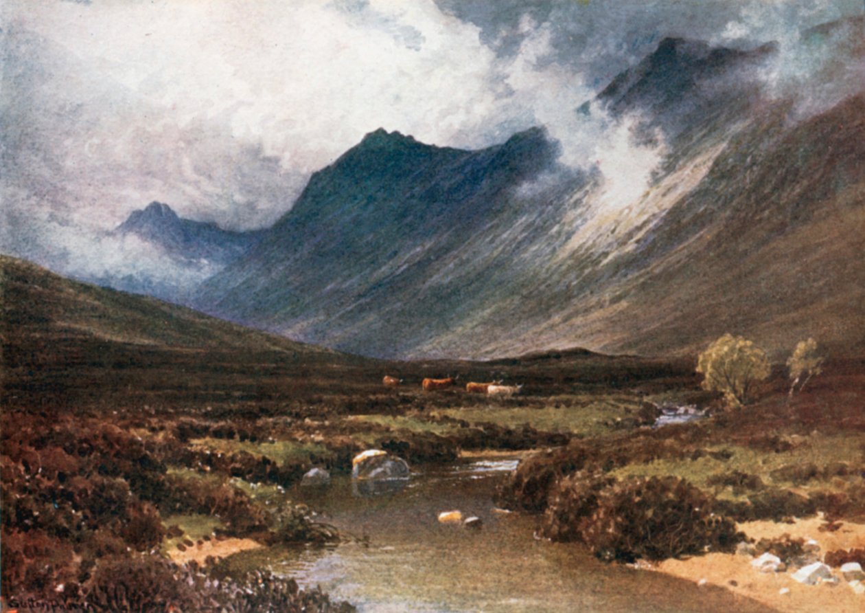 Glen Sannox, Arran-sziget (színes litográfia) alkotó: Henry Sutton Palmer