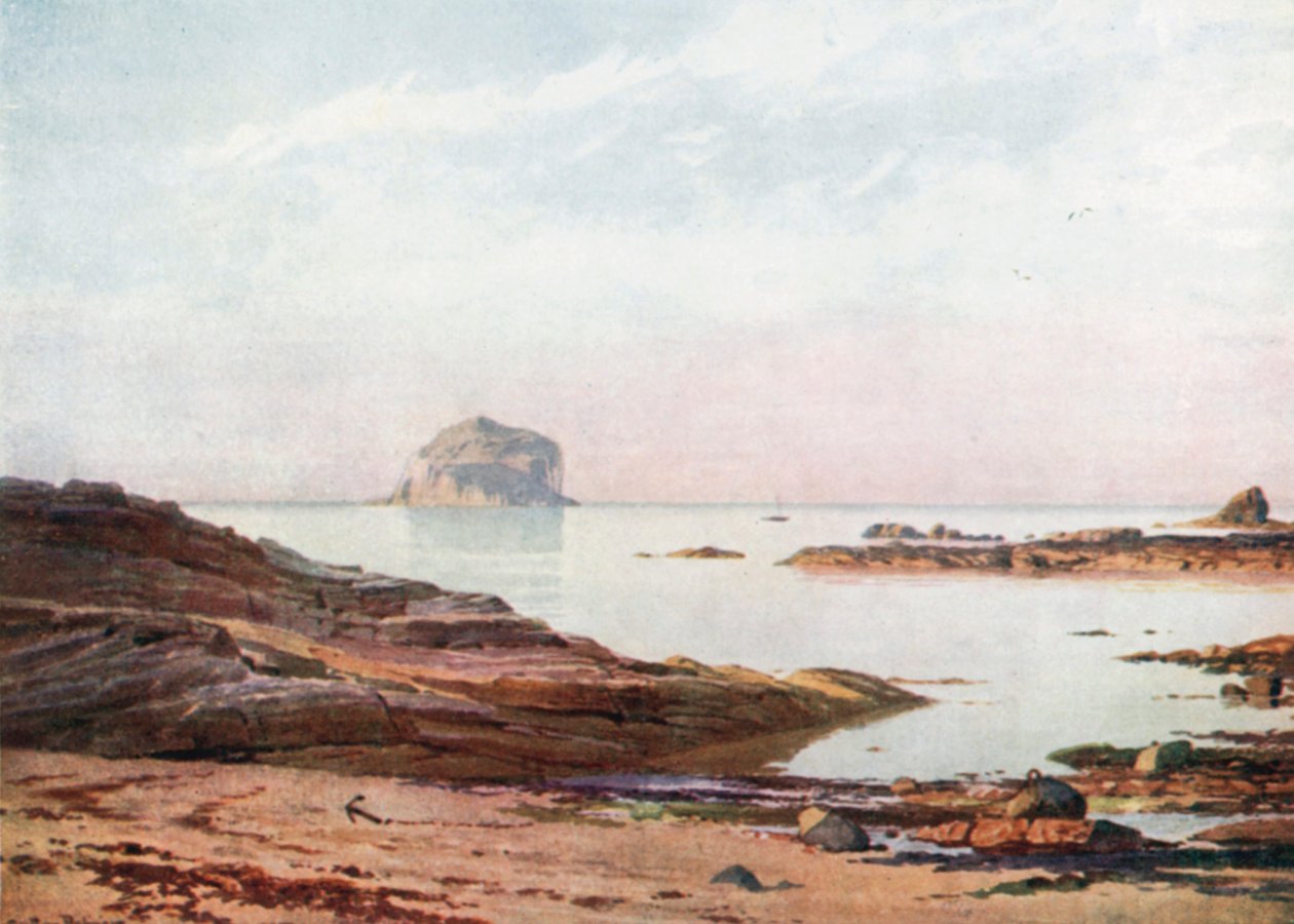 The Bass Rock - Nyugodt este (színes litográfia) alkotó: Henry Sutton Palmer