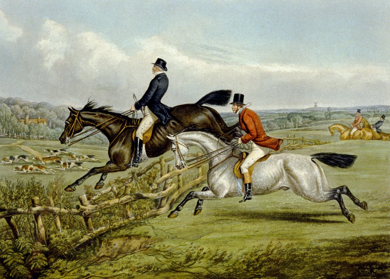 Ugrás, tányér a "The Right and The Wrong Sort"-ból, Fores Hunting Sketches, metszett John Harris alkotó: Henry Thomas (after) Alken