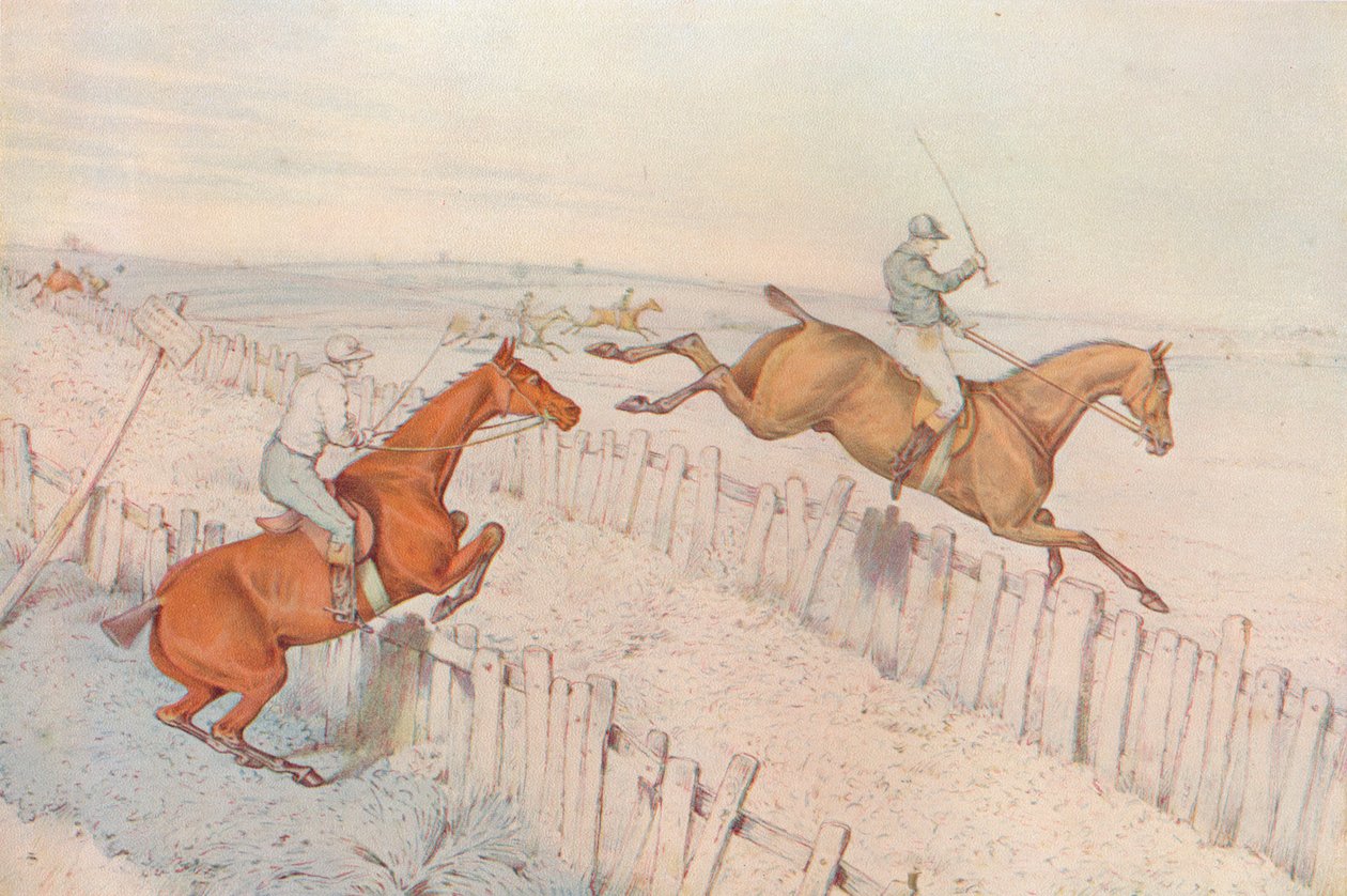 Akadályverseny: Átmenni egy régi vak úttesten, és jól csinálni: páros fogadás, 1827 alkotó: Henry Thomas Alken