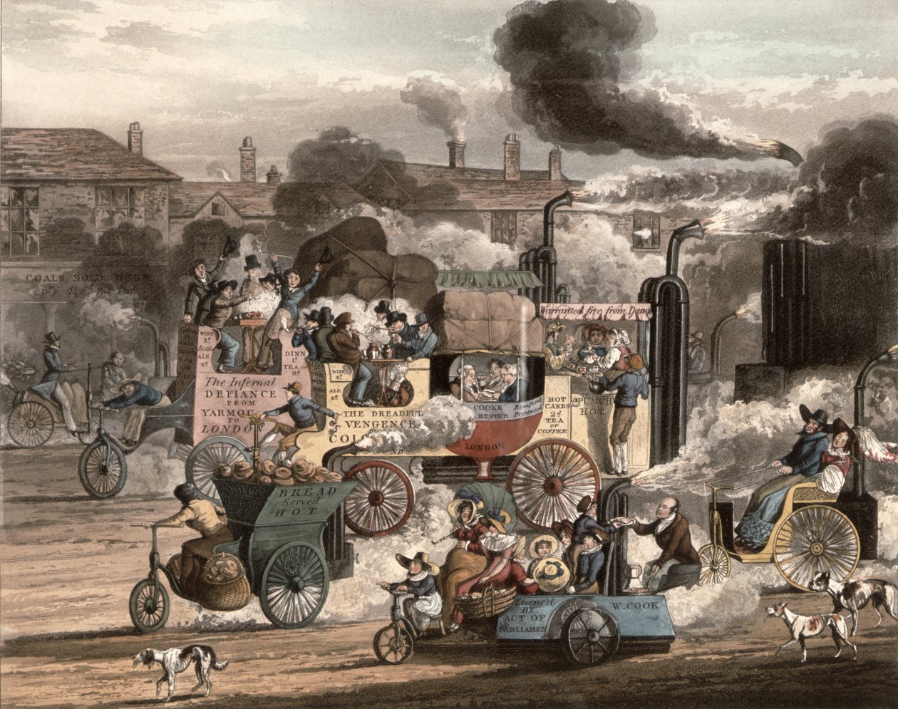 Kilátás a Whitechapel Roadra, a Progress of Steam épületéből, 1828 alkotó: Henry Thomas Alken
