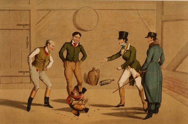 Cock Fighting, aquatintázta I. Clark, kiadta Thomas McLean alkotó: Henry Thomas Alken