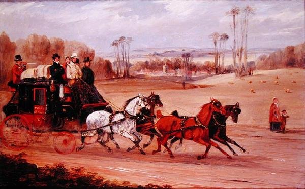 Dover és London közötti autóbusz (olaj, tábla) alkotó: Henry Thomas Alken