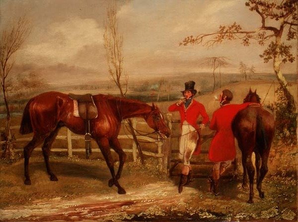 Kerítés mellett dohányzó urak alkotó: Henry Thomas Alken