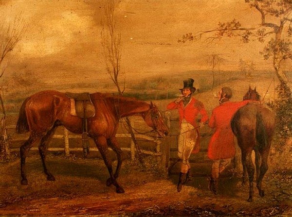 Kerítés mellett dohányzó vadászok (63919-es pár) alkotó: Henry Thomas Alken