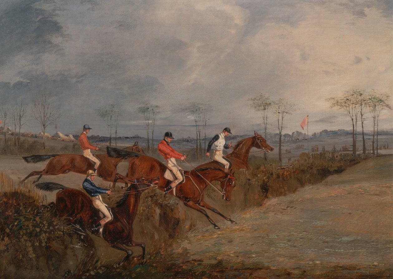 Jelenetek egy akadályversenyből: Egy másik sövény, kb. 1845. alkotó: Henry Thomas Alken