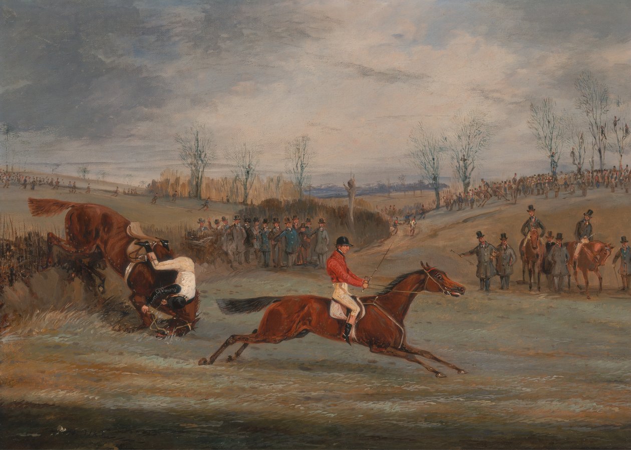 Jelenetek egy akadályversenyből: a cél közelében, kb. 1845. alkotó: Henry Thomas Alken