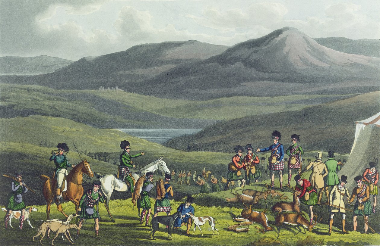 Sporting Meeting in the Highlands, akvatinta, I. Clark, kiadó: Thomas McLean, 1820, (akvatinta) alkotó: Henry Thomas Alken