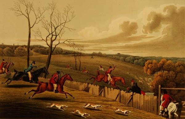 Szarvasvadászat, aquatintázta I. Clark, kiadó: Thomas McLean alkotó: Henry Thomas Alken
