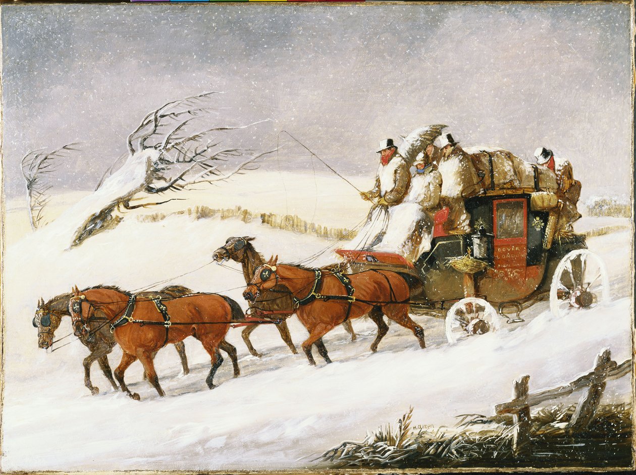 A Doverből Londonba tartó edző: Télen alkotó: Henry Thomas Alken