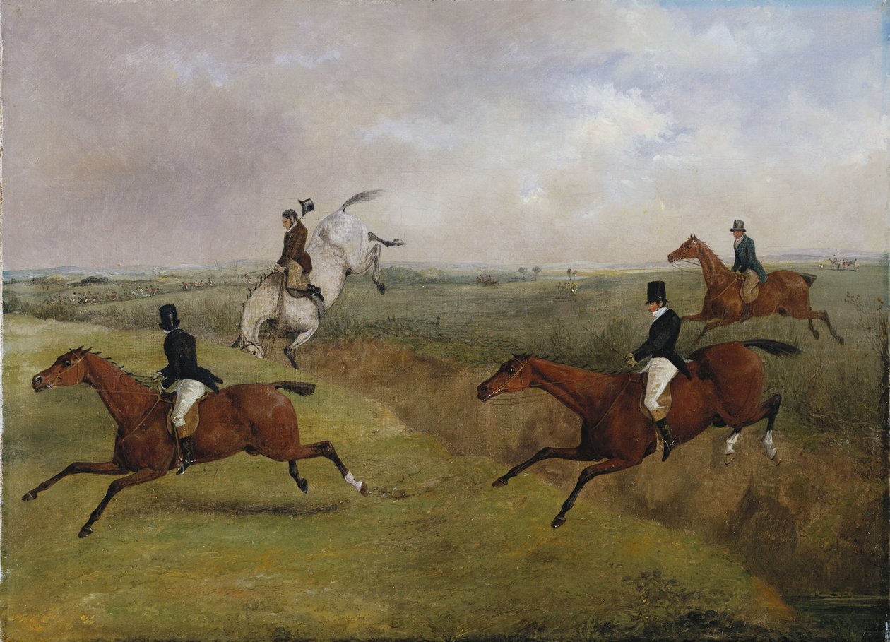 A Grand Leicestershire-i akadályverseny, 1829. március 12.: Dick Christian utolsó bukása – általában „fejlécnek” hívják alkotó: Henry Thomas Alken