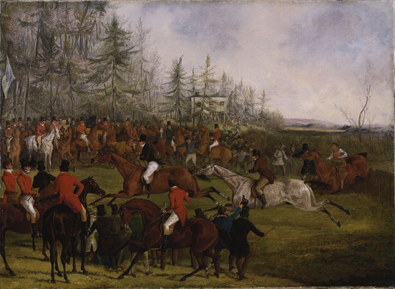 A Grand Leicestershire-i akadályverseny, 1829. március 12.: The Winning Post és Billesdon Coplow alkotó: Henry Thomas Alken