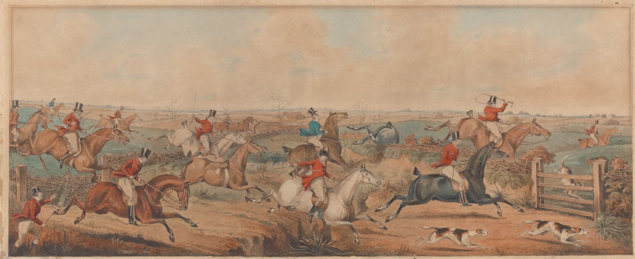 A Leicestershire-i vadászat – Küzdelem a rajtért alkotó: Henry Thomas Alken