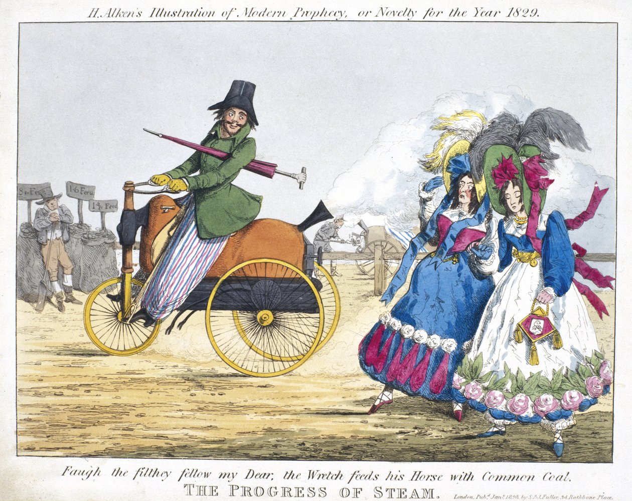 The Progress of Steam, 1829 (színes rézkarc) alkotó: Henry Thomas Alken