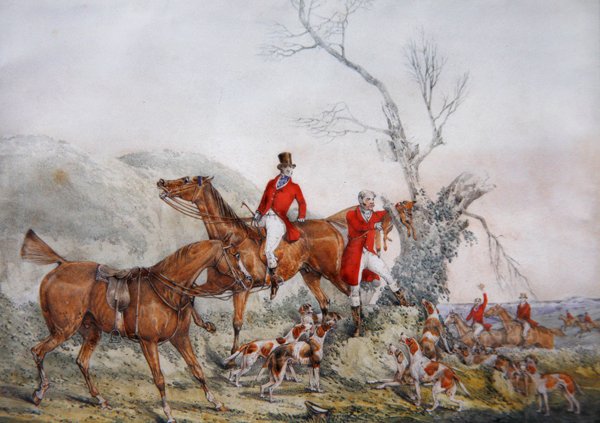 Treeing the Fox, 1830 körül (ceruza és akvarell papíron) alkotó: Henry Thomas Alken