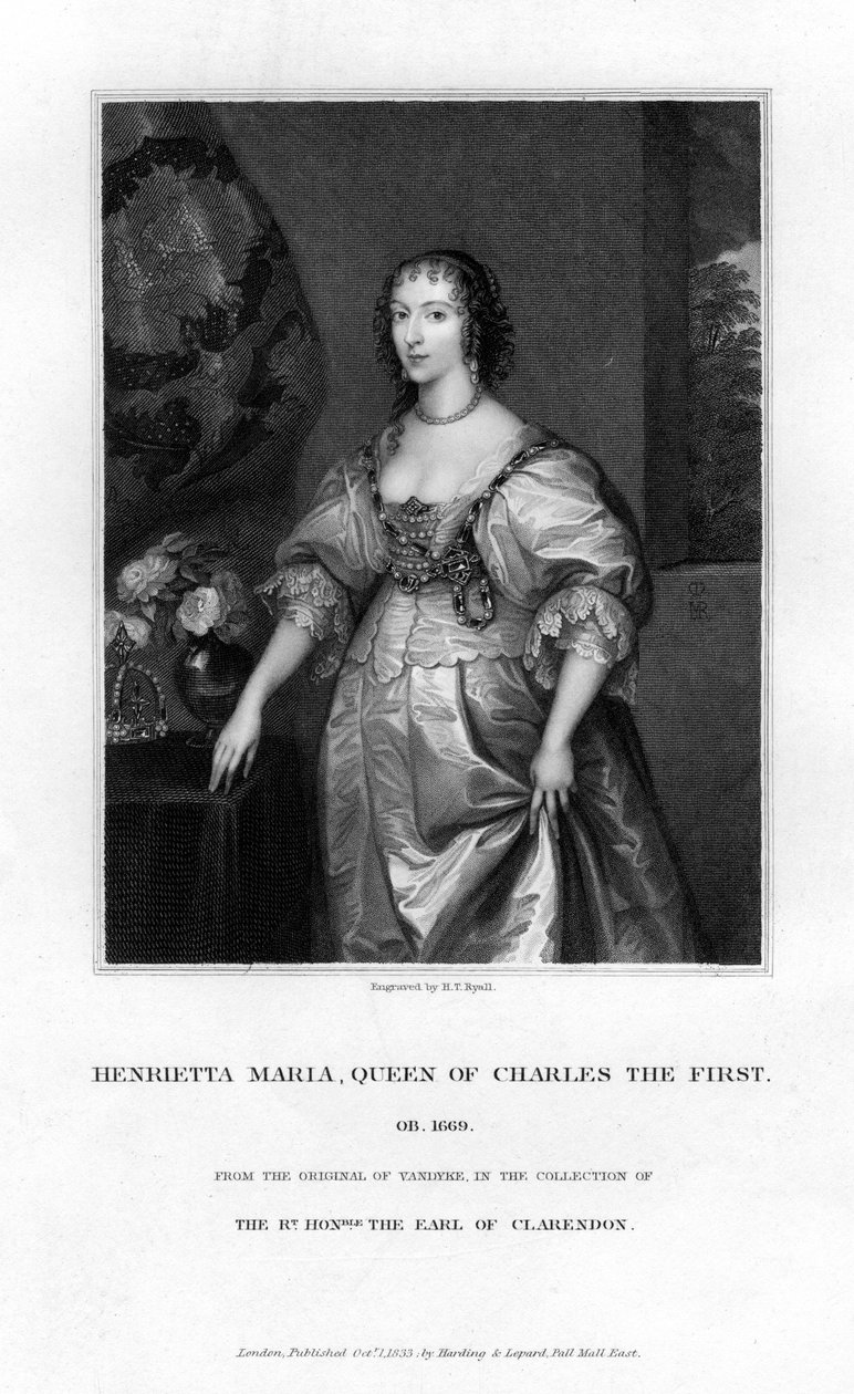 Henrietta Mária királynő, I. Károly királyné hitvese, 1833 alkotó: Henry Thomas Ryall