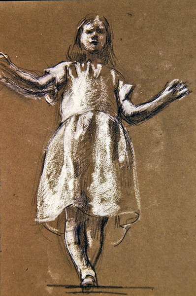 Tanulmány Rosamund alakjához, 1900 körül (kréta papíron) (367145 recto) alkotó: Henry Tonks