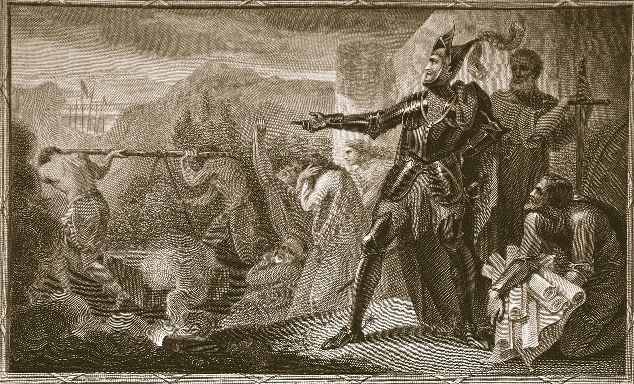I. Edward eltávolítja a követ Scone-ból, Neagle gravírozása, illusztráció David Hume 