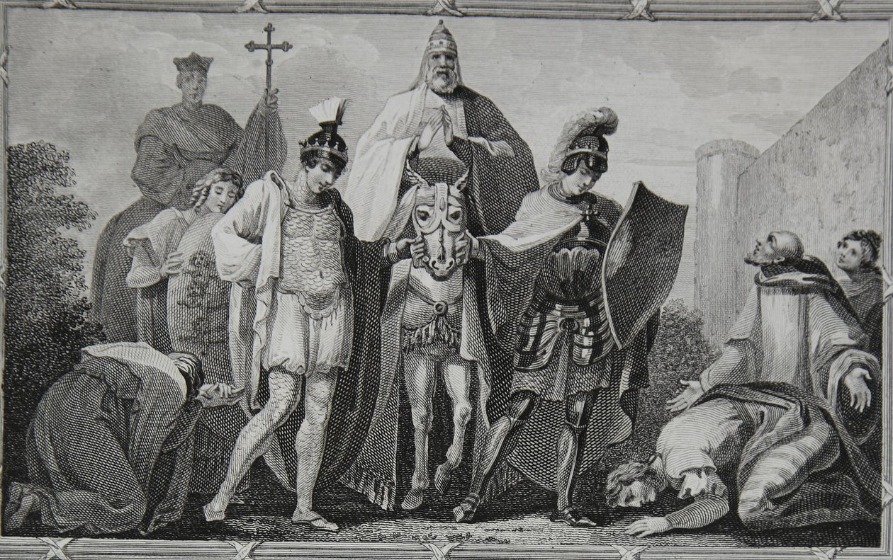 Henry és Lewis vezényli a pápát Torci várába, Saunders metszete, illusztráció David Hume „Anglia története” című kocsmából. R. Bowyer, London, 1812 alkotó: Henry Tresham