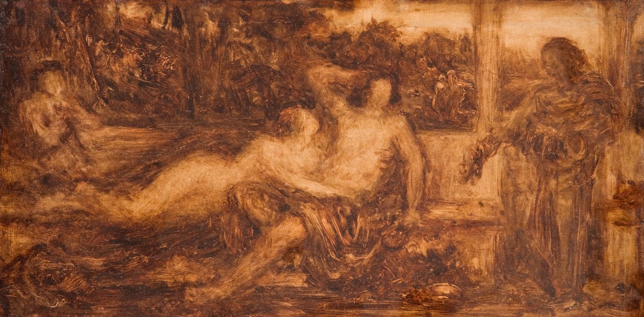 Tanulmány a meztelen és drappos figurákról, 1880. alkotó: Henry Wallis