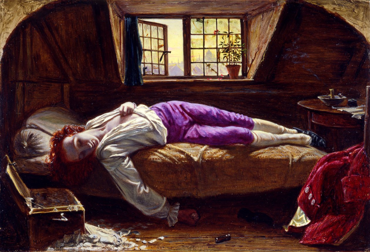 Chatterton halála, 1856 körül (olaj, panel) alkotó: Henry Wallis