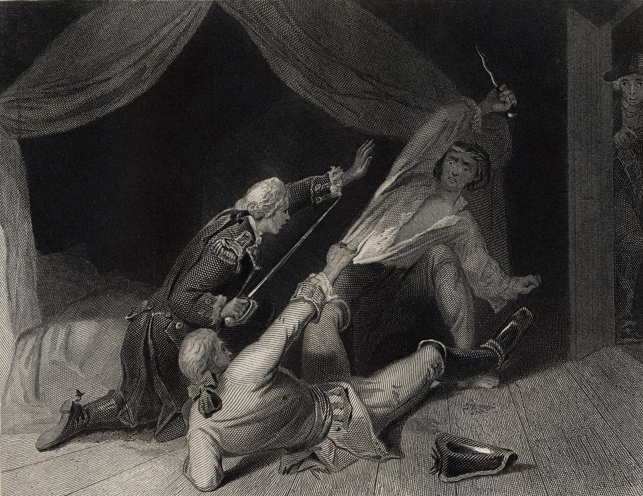 Lord Edward Fitzgerald elfogása árulásért, J.Rogers metszete alkotó: Henry Warren