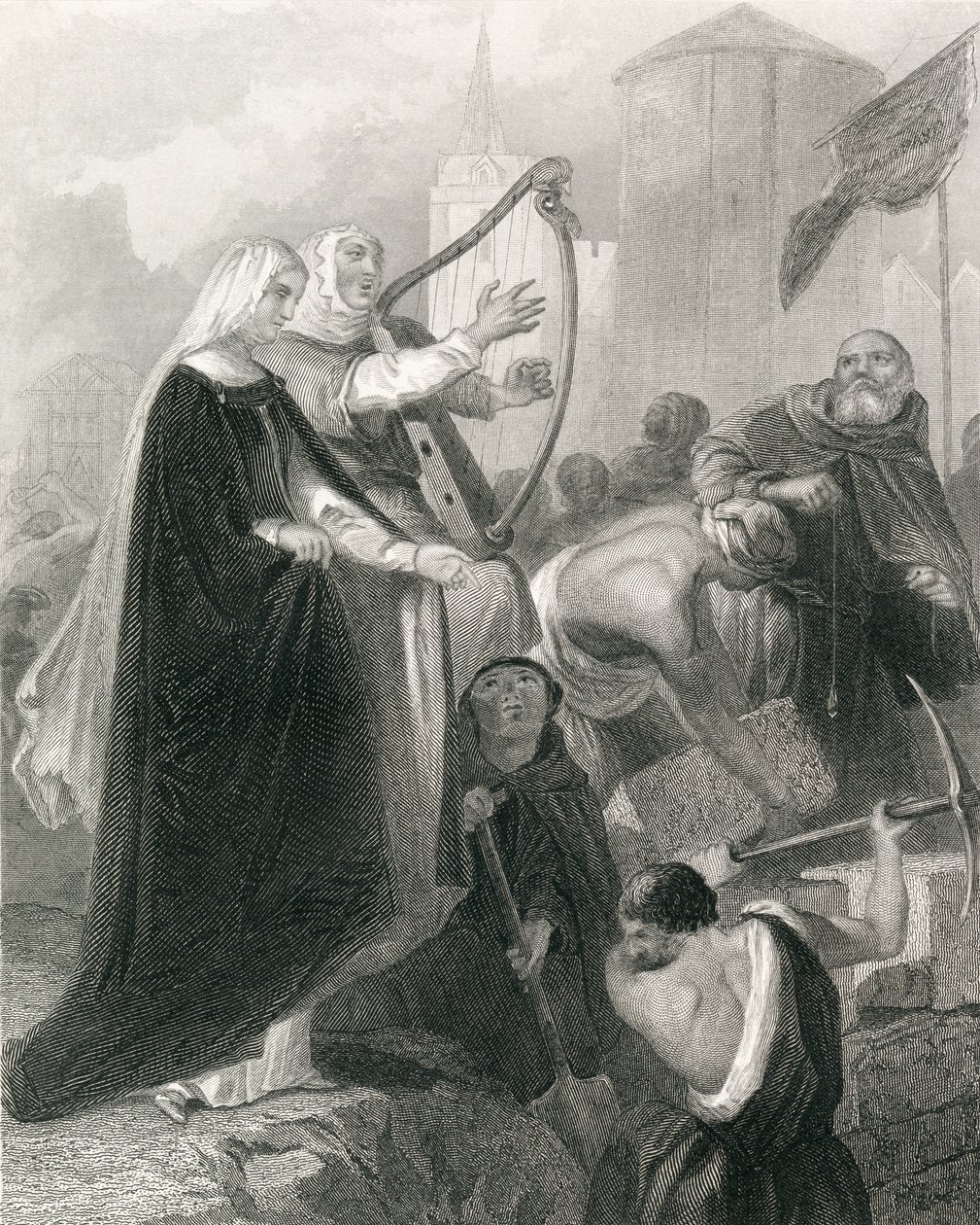 New Ross falazata, Wexford megye, Írország 1798-ban, Thomas Wright „Írország története” című művéből, 1854 körül megjelent (metszet) alkotó: Henry Warren