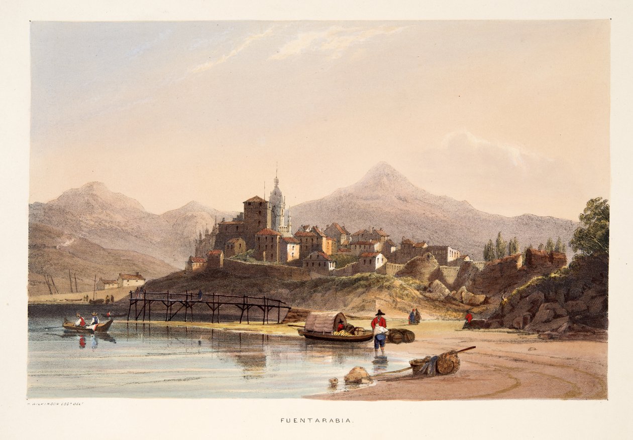 Fontarabia, a Díszletrajzok Spanyolország baszk tartományaiból, válogatott nemzeti zenével…, pub. 1838 (kézzel színezett metszet) alkotó: Henry Wilkinson