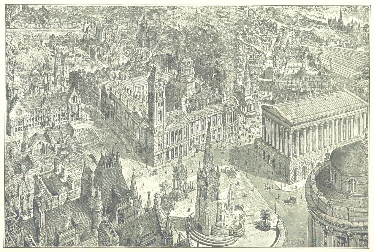 Birmingham madártávlati látképe 1886-ban. alkotó: Henry William Brewer