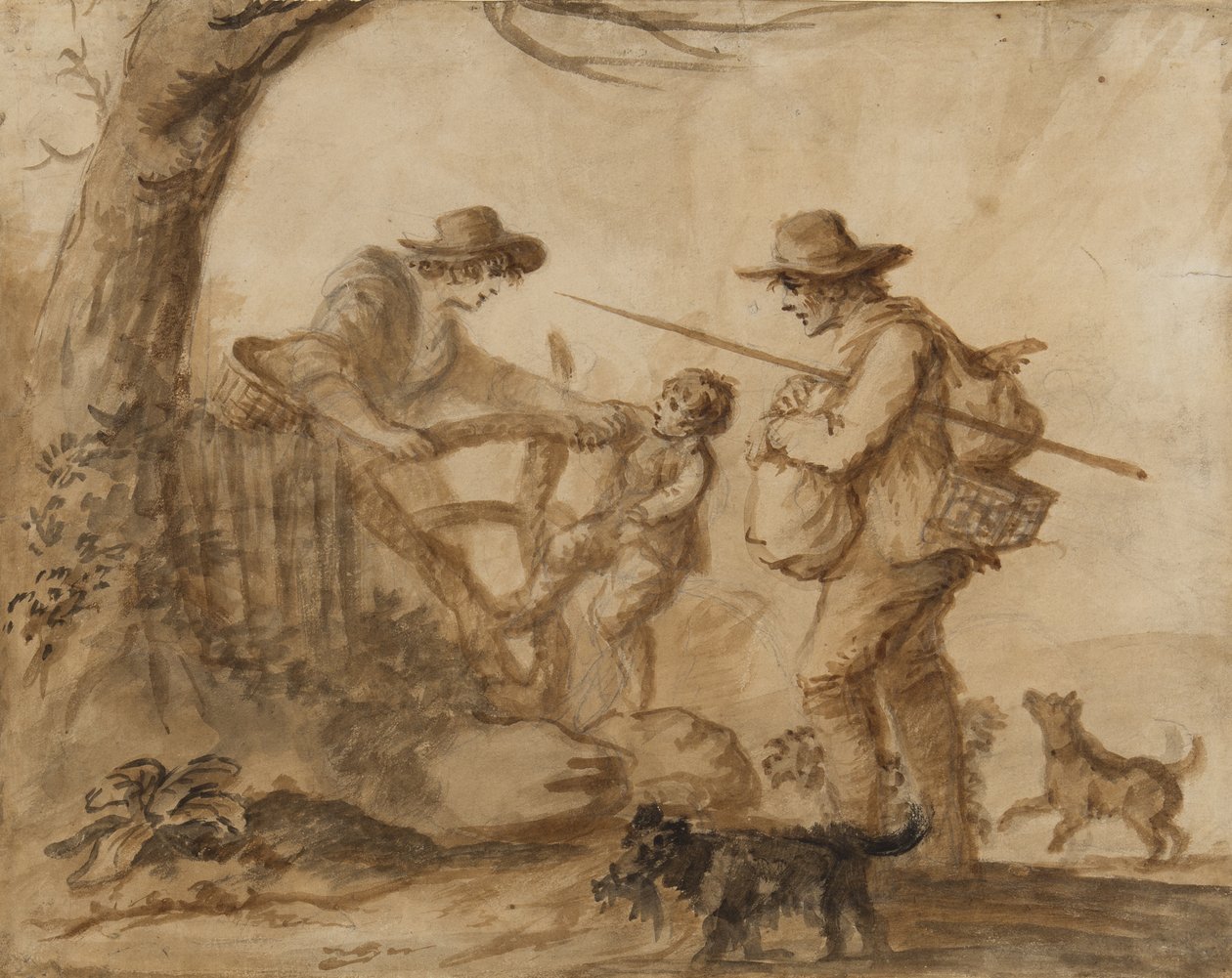 Rusztikus család, 1780 körül (toll, ecset és szépia tinta papíron) alkotó: Henry William Bunbury