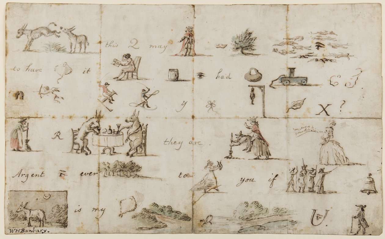 Piktogram betű (toll, tinta és WC papíron) alkotó: Henry William Bunbury