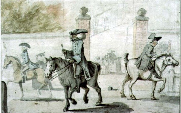 Jelenet egy oxfordi főiskola bejárati kapujánál (nyomtatott) alkotó: Henry William Bunbury
