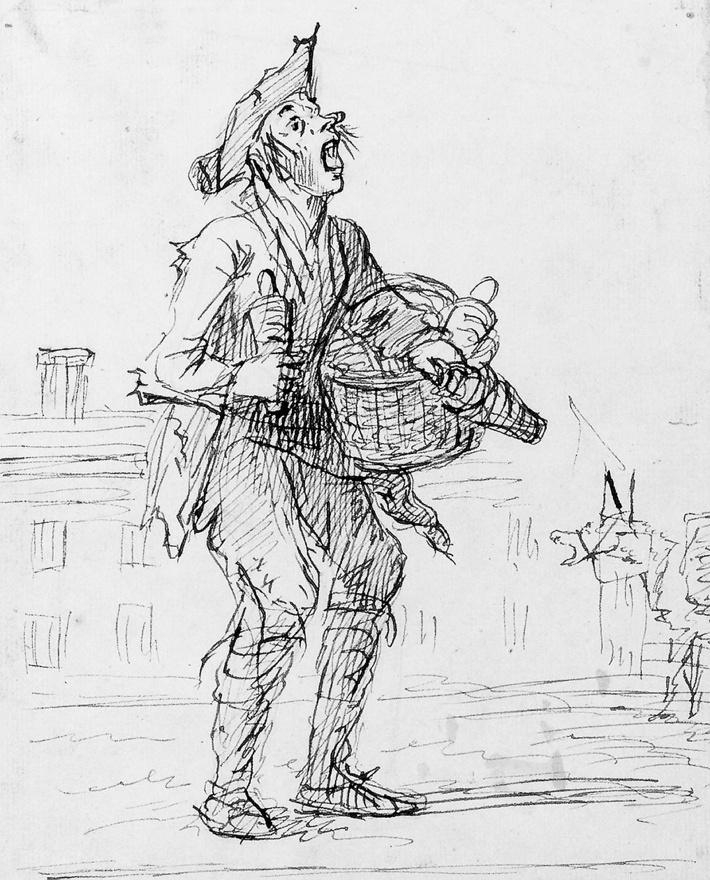 Tanulmány egy utcai kiáltóról egy szamárral alkotó: Henry William Bunbury