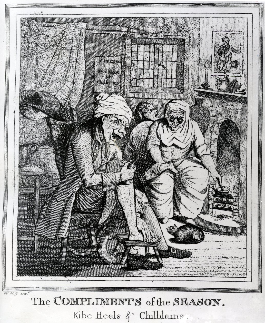 The Compliments of the Season, Kibe Heels und Chillblains, 1785 körül alkotó: Henry William Bunbury